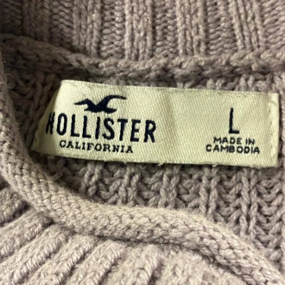 Hollister Mock Neck Sweater Womens Large Shaker Knit Cropped Relaxed Pullover